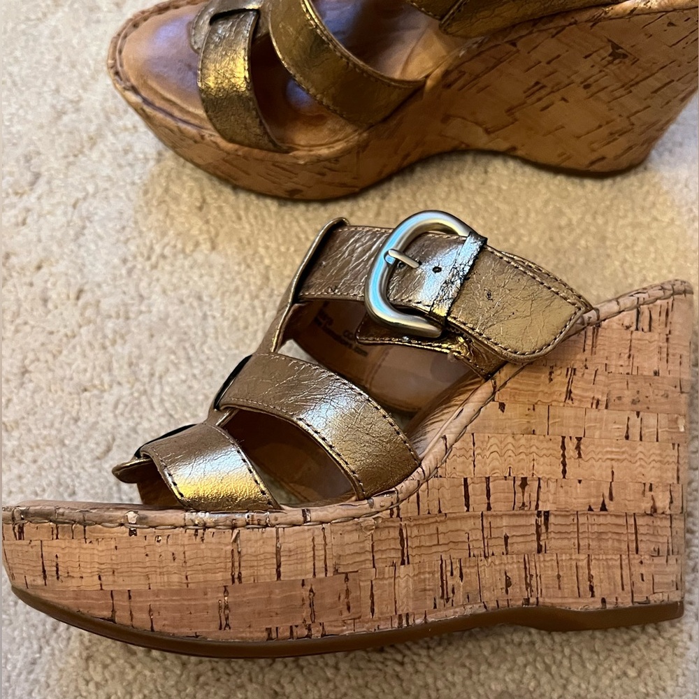 Born Gold Platform Wedge Sandal 8
